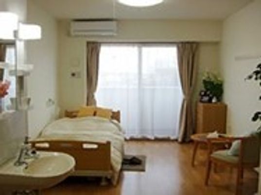フローリング仕様の部屋の様子。広めのワンルームタイプの部屋