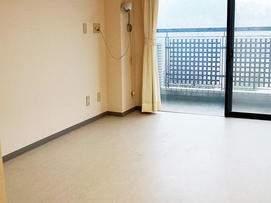 フローリングの部屋には家具などは置かれていない。大きな窓が付いていて、外にはバルコニーもある。