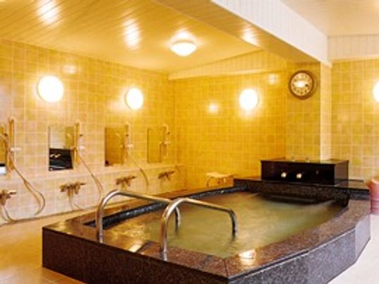 大きな浴槽が設置された浴室には手すりなども設置され、シャワーも付いている。