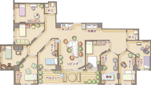 明るい空間のリビング リビング 自然光が差し込む広々としたリビングです。家具が配置され、くつろげる空間になっています。