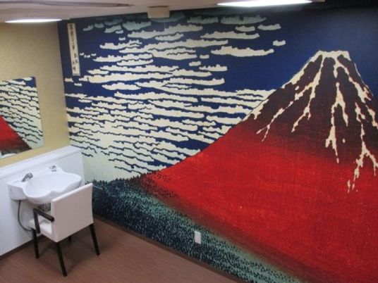 富士山モザイクアートの壁面