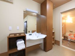 清潔な洗面台と浴室