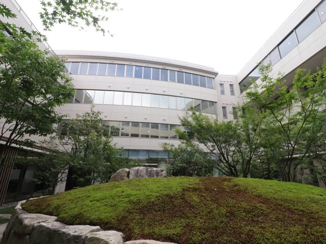 緑に囲まれた建物外観 中庭庭園 自然光が差し込む中庭は、心安らぐ緑に満ちており、職員や利用者様の憩いの場としても最適です。