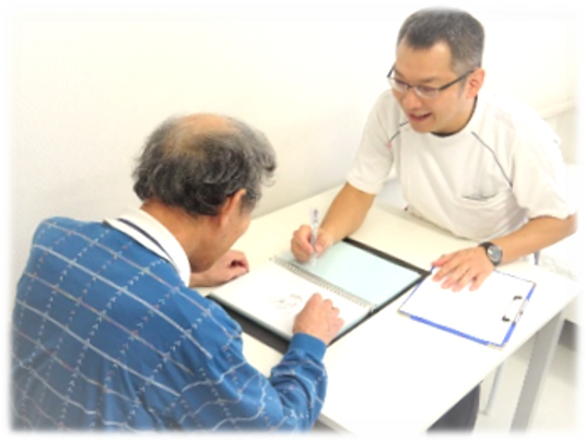 対面する男性たちの様子