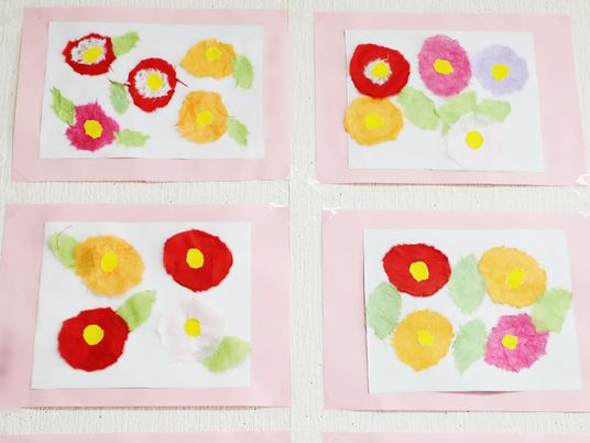 カラフルな手作り花