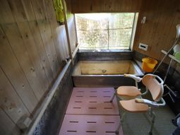 木の浴槽と手すり