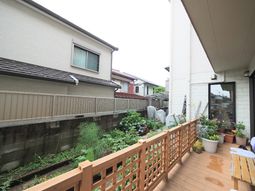 中庭の木々と花壇