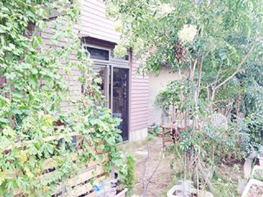 緑豊かな中庭の景色