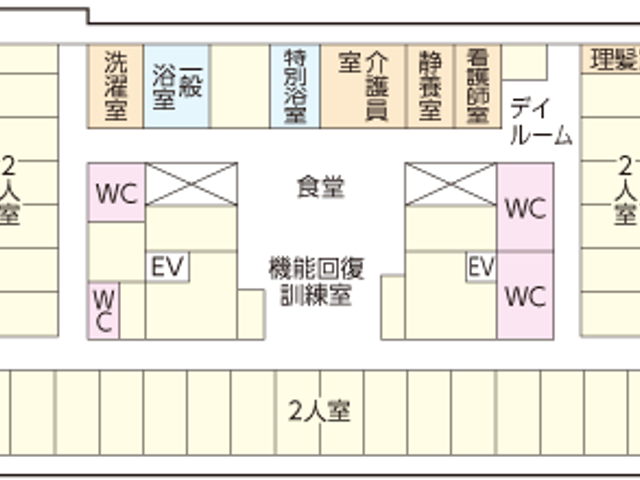 間取り図 内観 施設全体の間取り図です。各部屋の配置がわかりやすく記載されています。