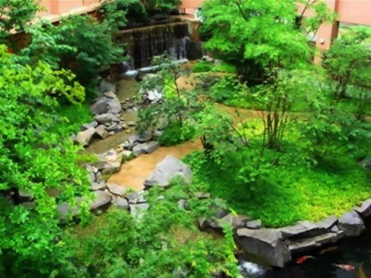 緑豊かな中庭の風景