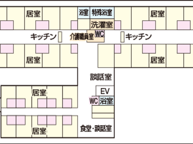 施設の間取り図 内観 施設内の詳細な間取りが分かる図面です。各部屋の配置を確認しながら、働く環境をイメージできます。