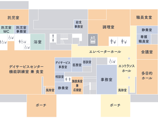静かなリラックス空間 客室 居室 明るく静かなリラックス空間です。自然光が満ちた広々とした部屋で、快適に過ごせます。