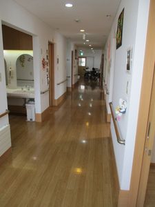 温かみのある施設廊下