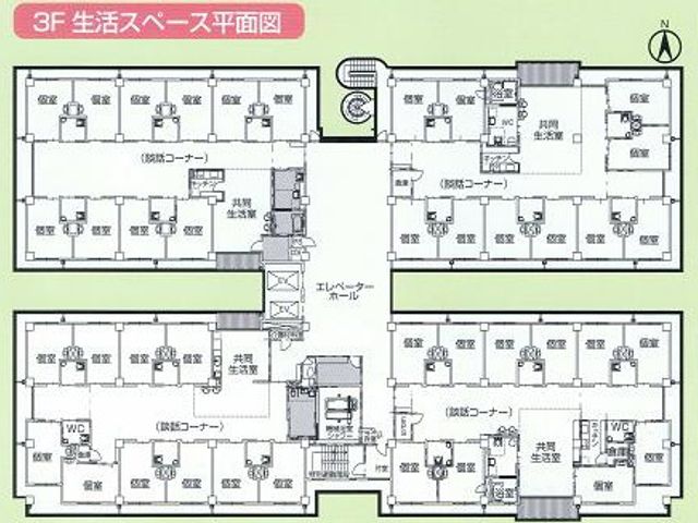 生活スペース平面図 廊下 生活スペースの配置が一目でわかる平面図です。便利で効率的な動線が確保されています。