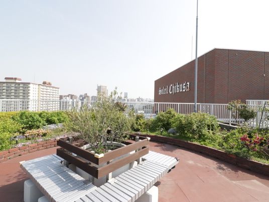  緑豊かな屋上庭園  