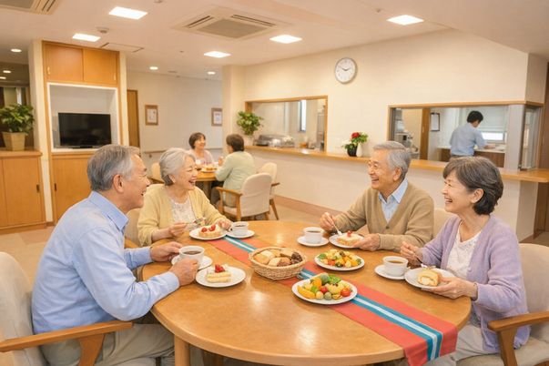食事を楽しむ様子の食堂