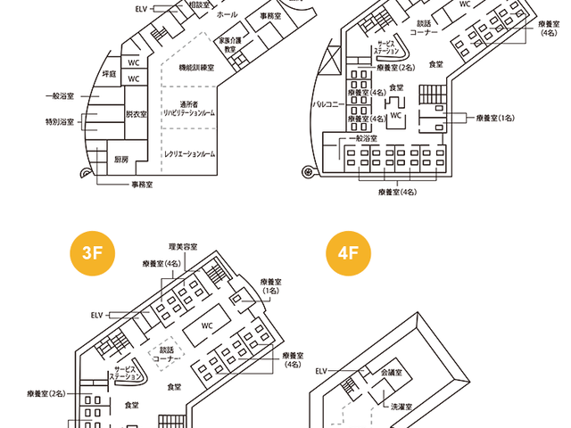 居室の見取り図 居室 しっかりとした居室のレイアウトで、快適な生活を支えます。プライベート空間を重視した設計です。