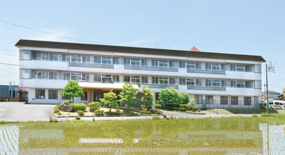緑に囲まれた建物外観
