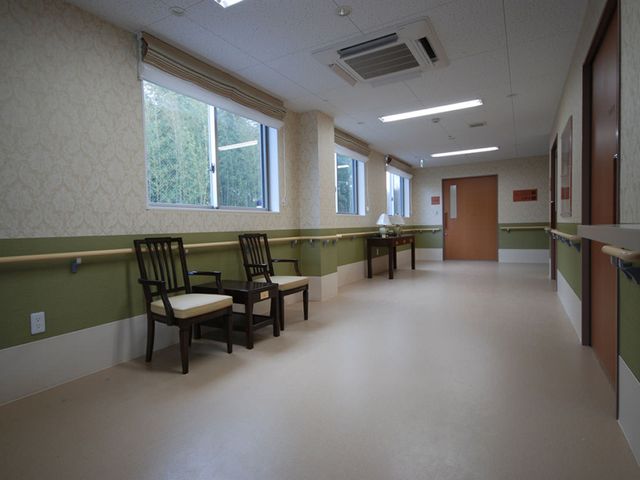 広い廊下 廊下 明るい自然光が差し込む広い廊下です。快適な移動をサポートする手すりが付いています。