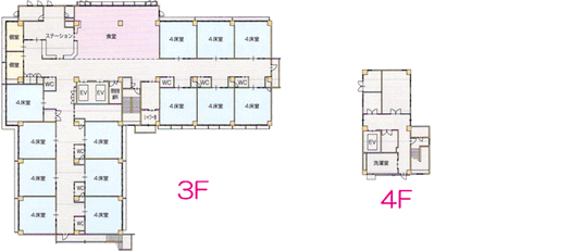3階と4階の間取図
