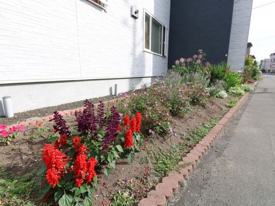 色とりどりの花が咲く施設外観