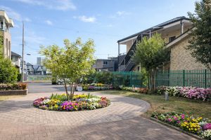 花が咲く庭の景色