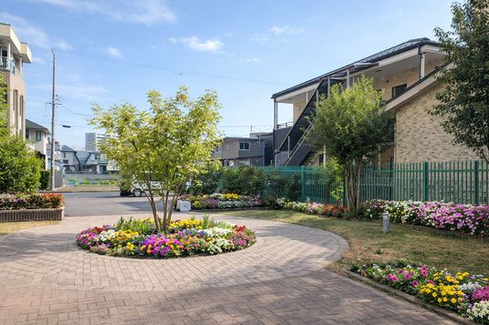 花が咲く庭の景色