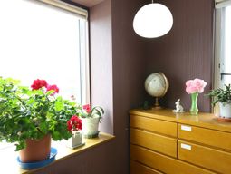 静かな窓辺の飾り棚