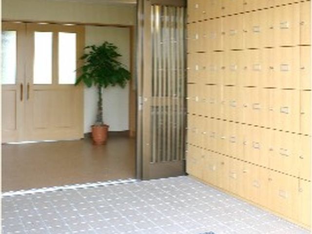 明るいエントランス 玄関 清潔感のあふれるエントランスには、植物が飾られ、来訪者を暖かく迎えます。広々とした空間が印象的で、歓迎されている感じがします。
