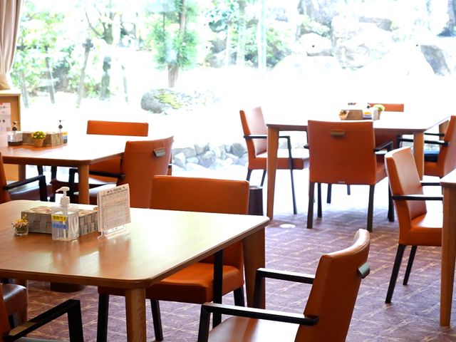 自然光あふれる食堂 食堂 自然光がたっぷり差し込む明るい空間で、お食事を楽しむのに最適です。リラックスした会話が広がります。