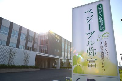 緑の看板と建物