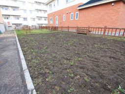 広い空間の土の中庭