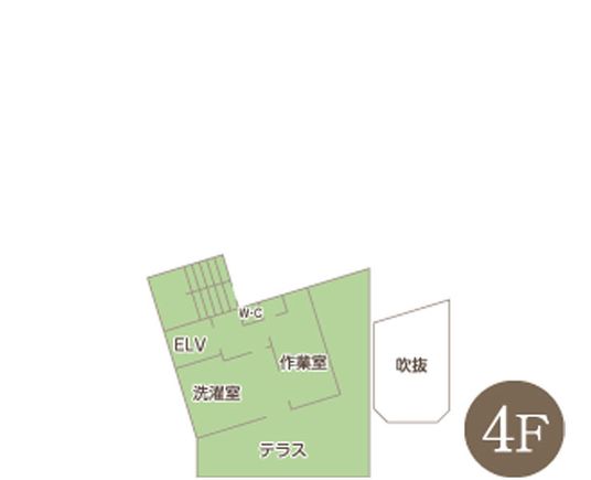 洗濯室とテラスの間取り図