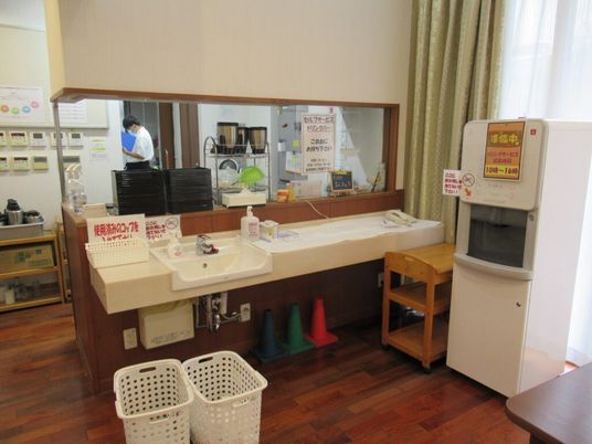 洗面台と冷水機近くの場所