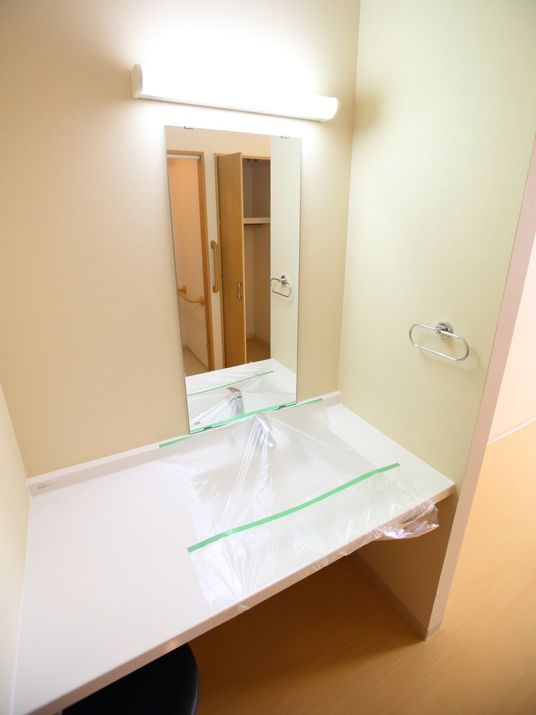 洗面台と鏡のある居室