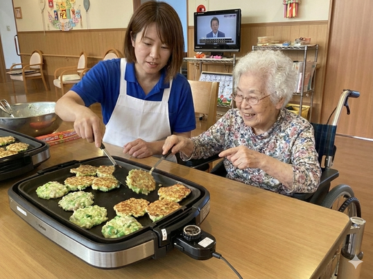 お好み焼きを作るキッチン