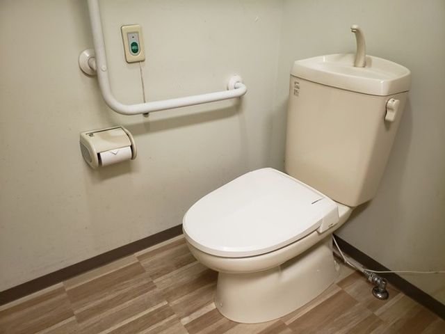 安全な設備のトイレ トイレ   手すりが設置されており、安全に利用できるトイレです。清潔感があります。
