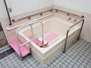 手すり付き浴槽の浴室