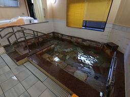 手すり付きの石造り浴槽