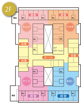 施設の2階間取り図
