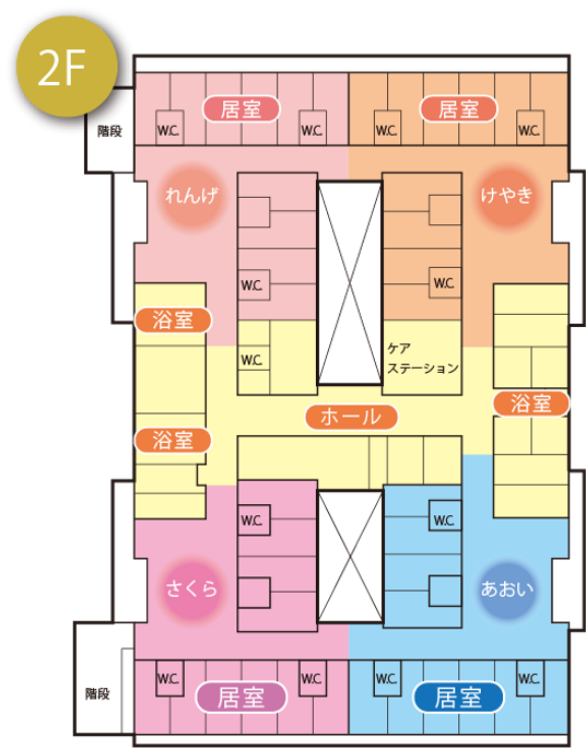 施設の2階間取り図