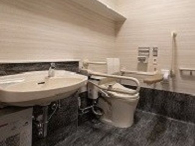 手すり付きのトイレ トイレ 手すりが設置されたトイレです。安全で快適な使用をサポートしています。
