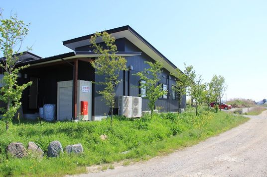 緑に囲まれた建物の外観