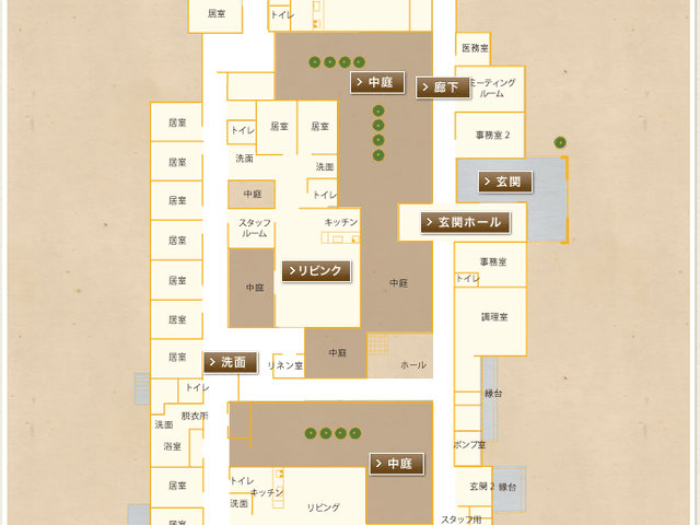 中庭 中庭 自然光がたっぷりと差し込む中庭で、ゆったりとした時間を過ごせます。リラックスに最適な空間です。