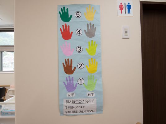 カラフルな手形の掲示物