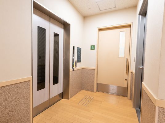 清潔感のある廊下とエレベーター