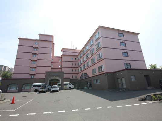 ピンクの大きな建物