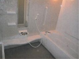 手すり付き清潔な浴室