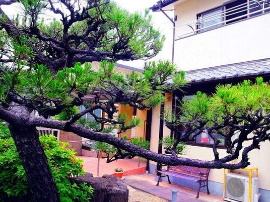 当施設の建物は瓦屋根の日本家屋である。敷地内には日本庭園をイメージした庭があり、松の木が植えられている。