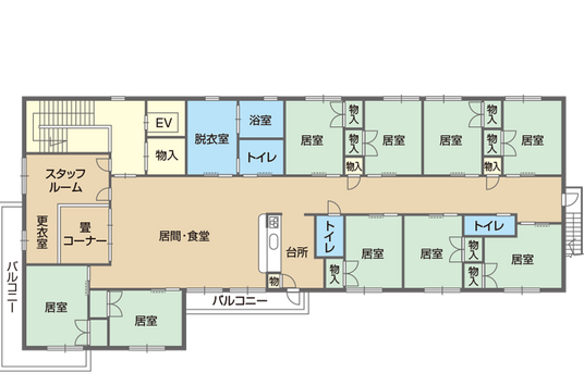 ゆとりのある居室配置